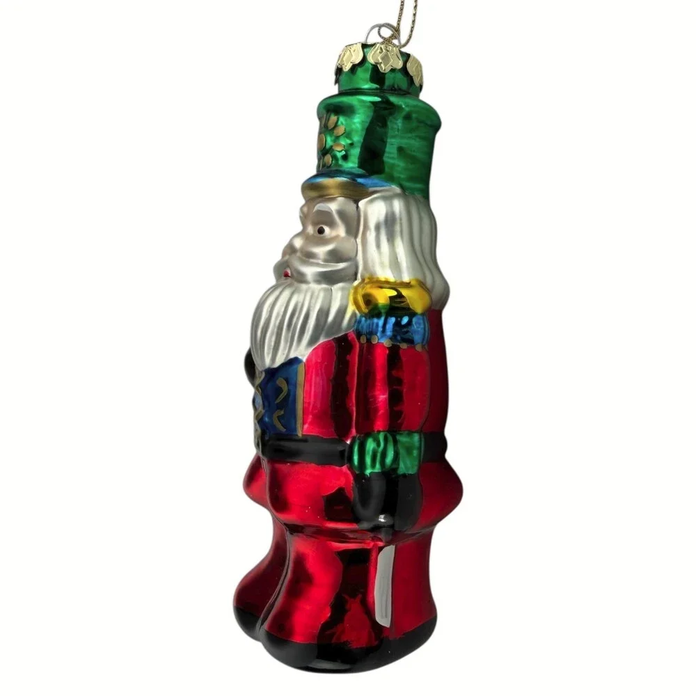 6" Santa Soldier Christmas Ornament Blown Glass Tree Guard Hand Painted VTG - Picture 4 of 8